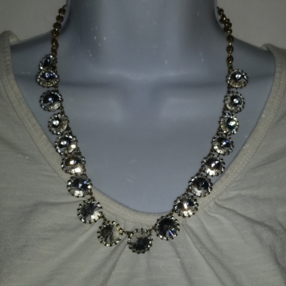 J. Crew Jewelry - J Crew Signed Necklace Silver Tone Rhinestone